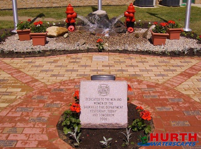 Saukville Fire Department memorial stone in memorial patio